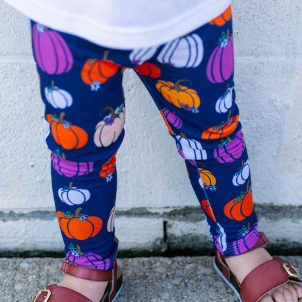 Navy Pumpkin Kid's Leggings
